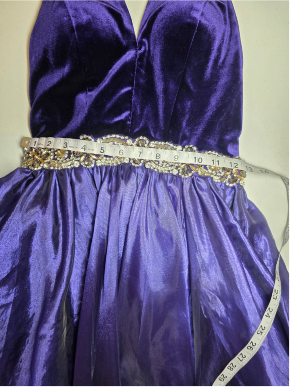 Mac Duggal Purple Velvet Halter Romper Gown Overskirt Pageant OOC Fun Fashion - Picture 8 of 15